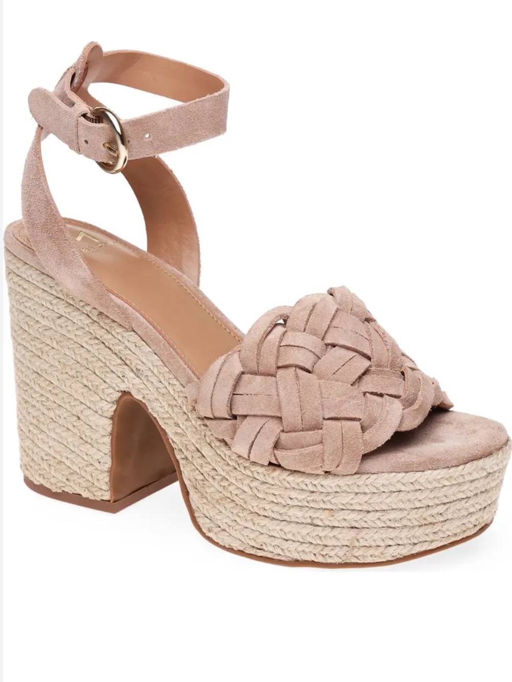 Marc Fisher Odilia Beige Suede Espadrille Platform Sandals Women’s Size 8